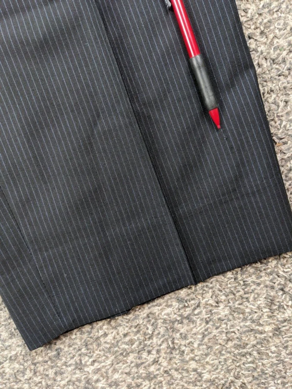 Hugo Boss 46R Wool Pinstripe 2 PC Suit Pasolini 1 Movie 1 Black Blue 40x30